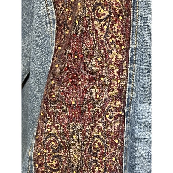As Is-vintage Units Denim And Paisley Color block Jean Jacket 80s 90s - Picture 6 of 13